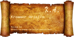 Kremmer Ariella névjegykártya